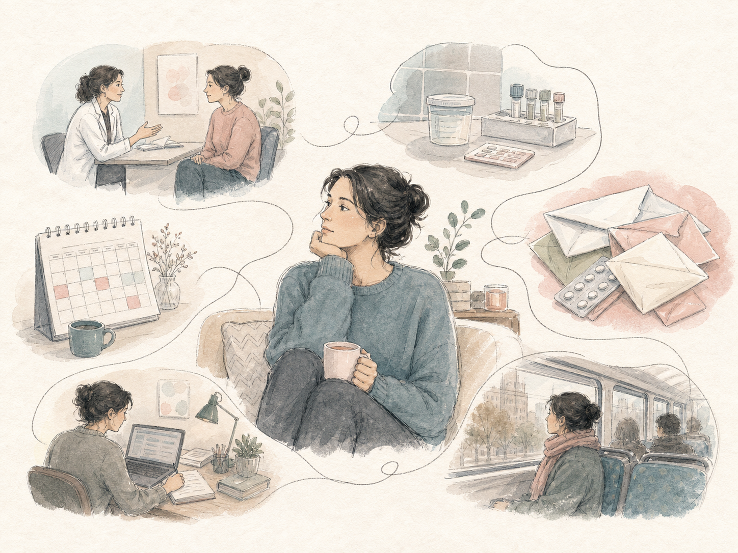 治療費負担を示すやわらかな線画イラスト